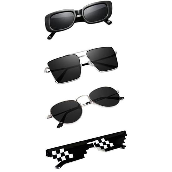 Sheomy Unisex Combo предлагает набор из 4 очков Pento Sunglasses Rectangle Retro Vintage Narrow Women::Мужчины, PN-322