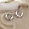 S925 Silver Needle Geometric Circle Earrings Simple Fashion All-matching Studs Niche Design Premium Ear Earrings