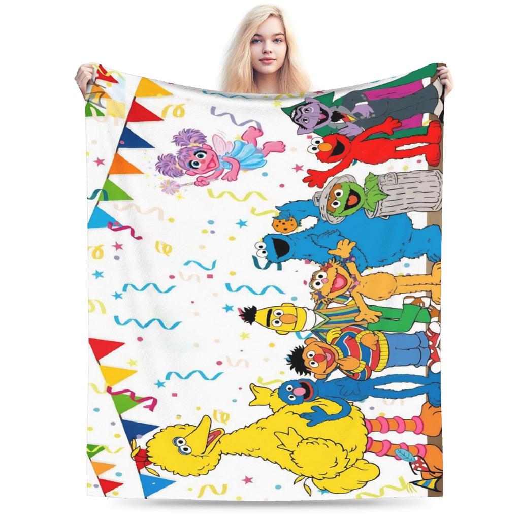 Sesame Street Cartoon Blanket Elmo Lovely Flannel Funny Breathable Throw Blankets for Bedding Lounge Textile Decor