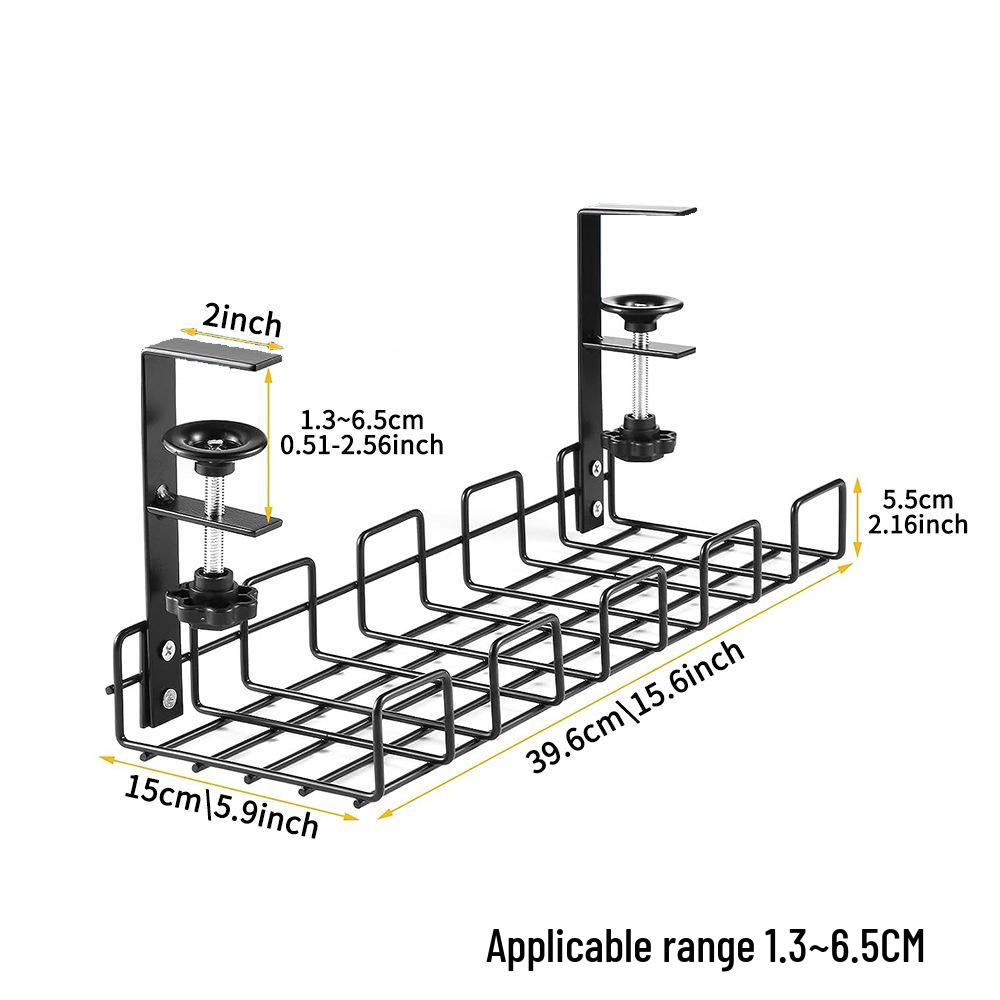 Punch-Free Under-Desk Cable Organizer & Power Strip Rack