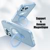 Coque pour iPhone 15 Pro Max, Antichoc Rigide avec Support Anneau Magnétique Réglable et Protection Caméra - Translucide Bleu