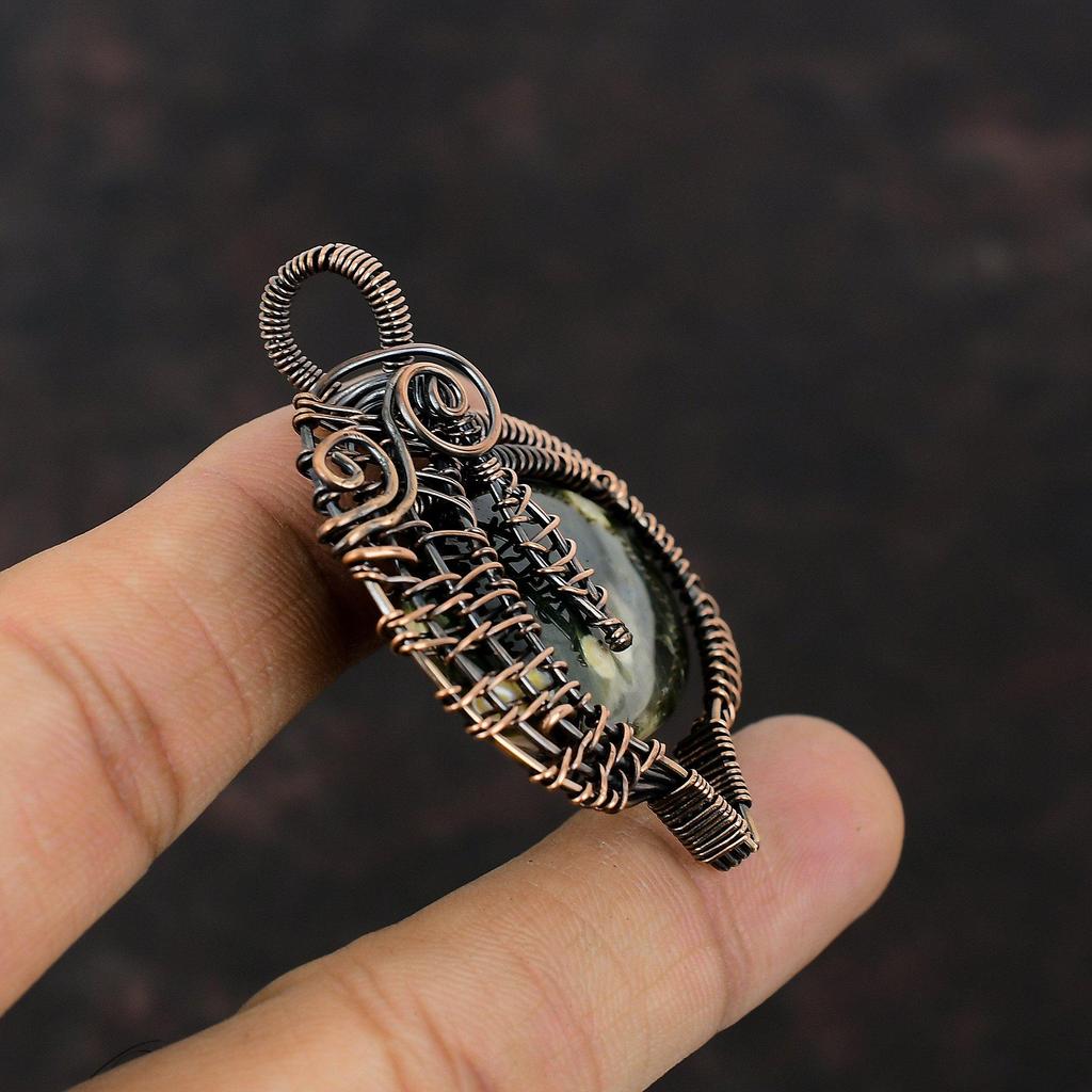 Ocean Jasper Pendant Copper Wire Wrapped Real Gemstone Pendant Copper Jewelry Handmade Pendant Wire Wrap Jewelry Anniversary Gift For Bridal