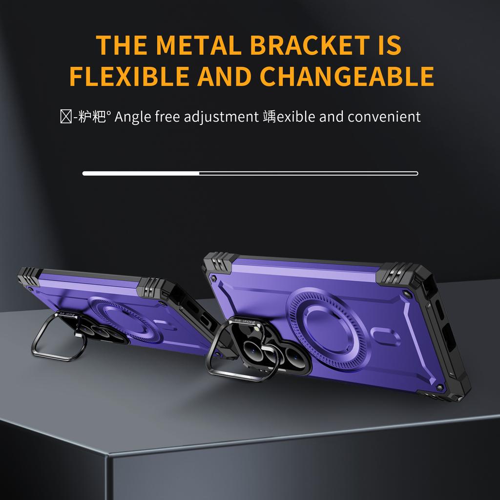 Для Samsung S25 Ultra/S24+/S23plus Чехол для телефона Магнитная беспроводная зарядка Креативная броня Ободок для линз Подставка Тпу+ПК Ударопрочный чехол