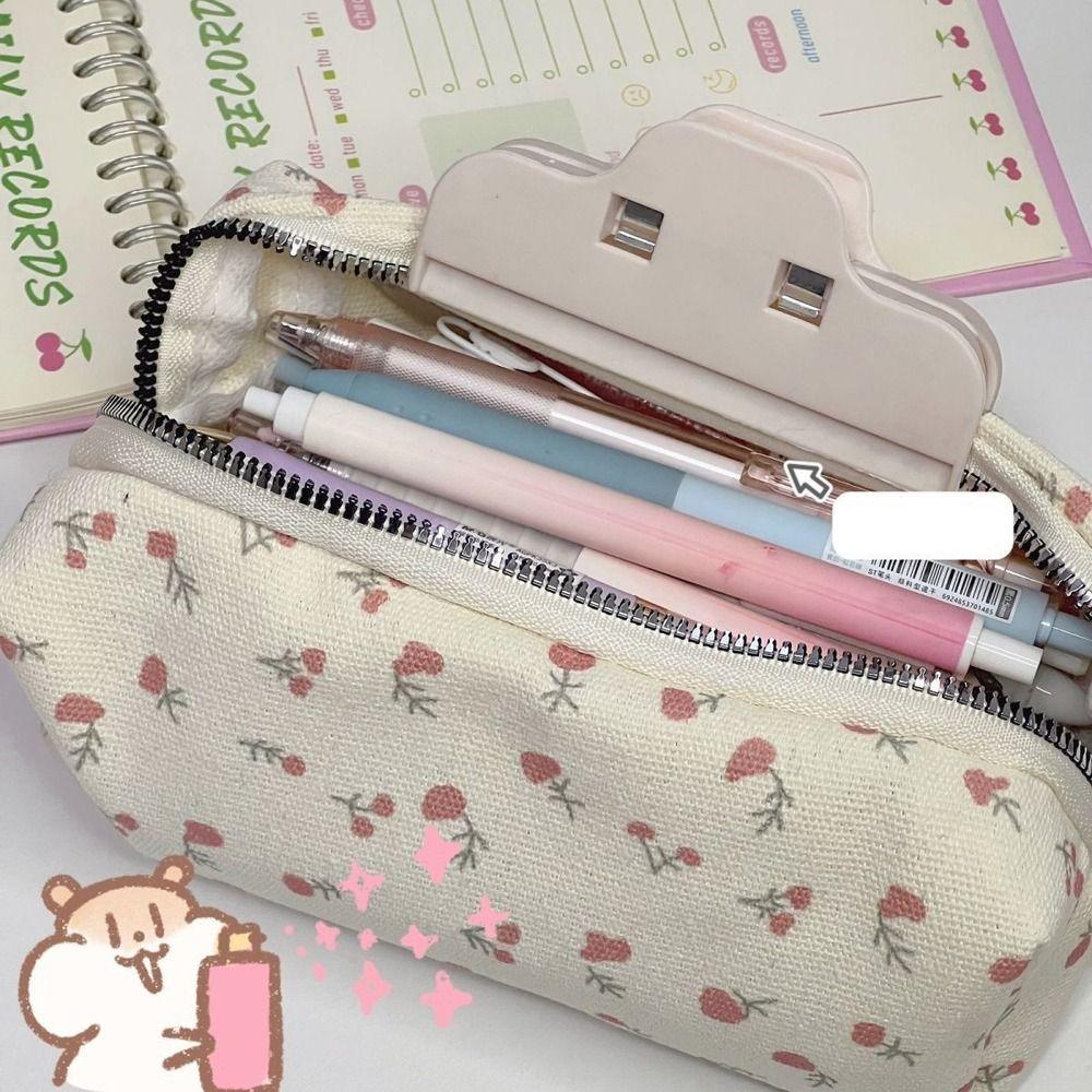 Fresh Style Floral Pencil Bag Small Flowers Pen Bag Pen Box Pencil Cases Makeup Bag