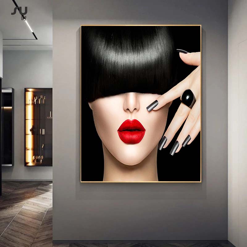 Современные сексуальные красные губы плакаты на скандинавскую тему и принты холст живопись настенные художественные картины для гостиной домашний декор Cuadros без рамки