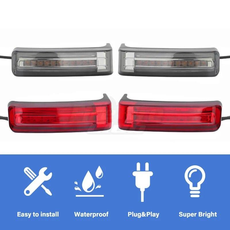 2xMotorcycle LED SaddleBag Turn Lamp Light Run Brake Light For Harley Touring Street Glide Road King FLHR Limited CVO 1997-2013