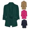 Women Suit Coat Turn-down Collar Long Sleeve Pockets Suit Jacket Solid Color Open