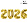 С Новым годом 2026 Шары Золотой Серебряный Розовый Черный Номер 2026 Фольгированные шары 16/32/40 дюймов Разноцветный баннер С Новым годом