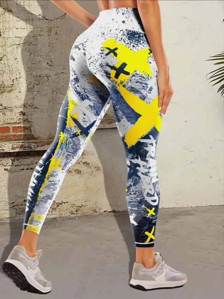 "Women's High-Waist Printed Yoga Pants for Fitness"