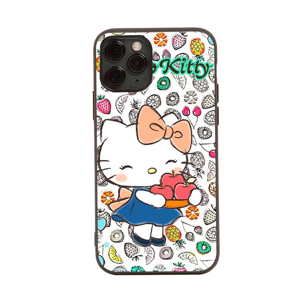 HK3 Hello Kitty Cartoon Black Sofe Case for iPhone 16 15 Plus 14 13 Pro 8 SE XR XS Max P30 Nova 5T Y5P Y6 Y7 Y8P Y9 Realme C30 C33 C31 VIVO Y36 V27
