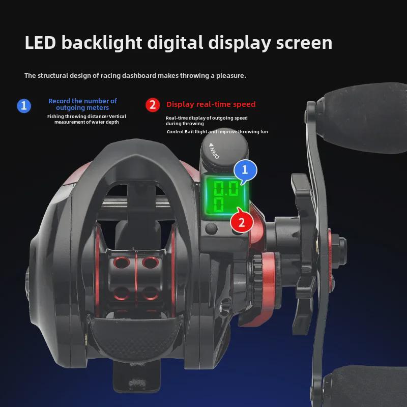 Катушка для плота Kemai Longqiao с памятью, цифровым счетчиком и леской для дальнего заброса.