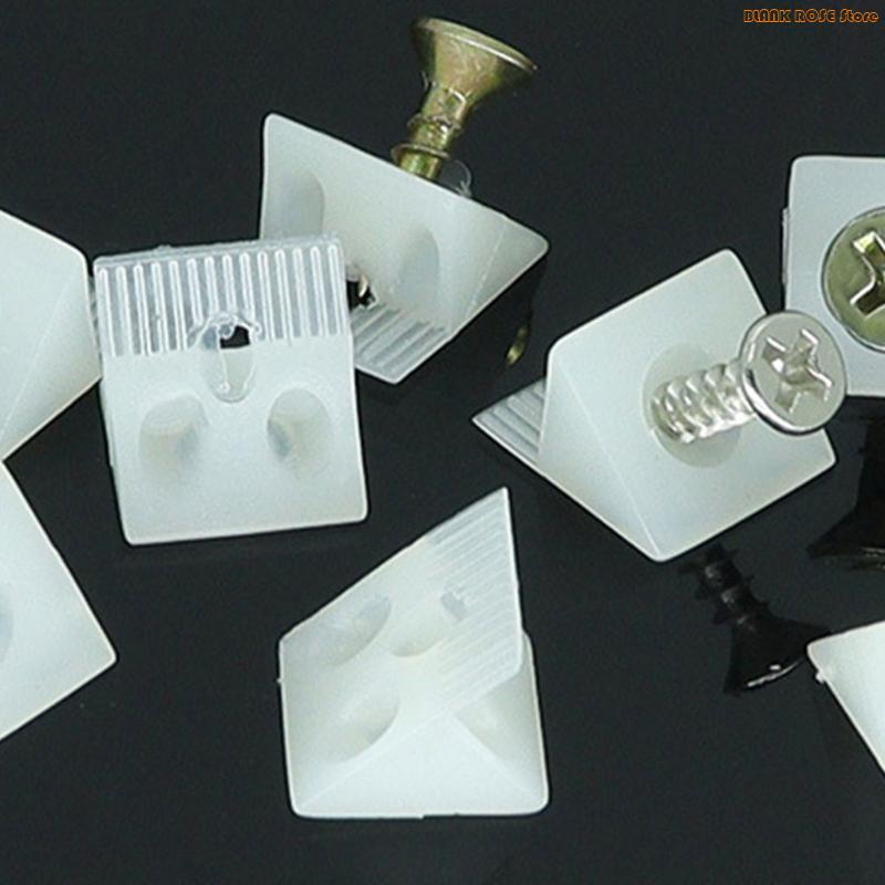 K1AE 50x Plastic Corner Bracket Furniture Mending Wedges for w/Screws for Sagging Dra