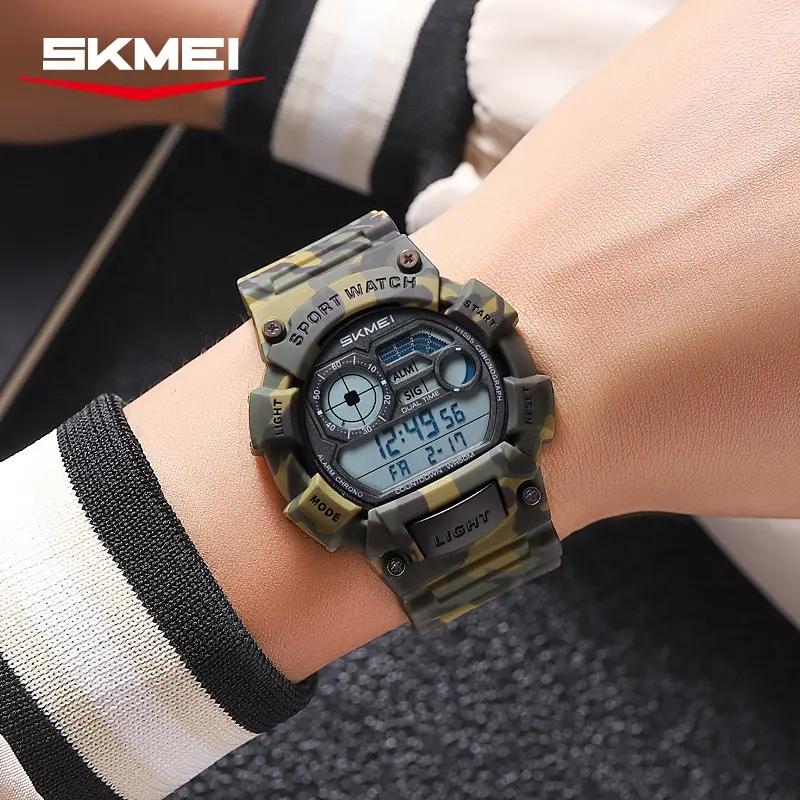 SKMEI 2403 Водонепроницаемые спортивные наручные часы для мужчин с люминесцентными стрелками, хронографом, светодиодным дисплеем и цифровым механизмом