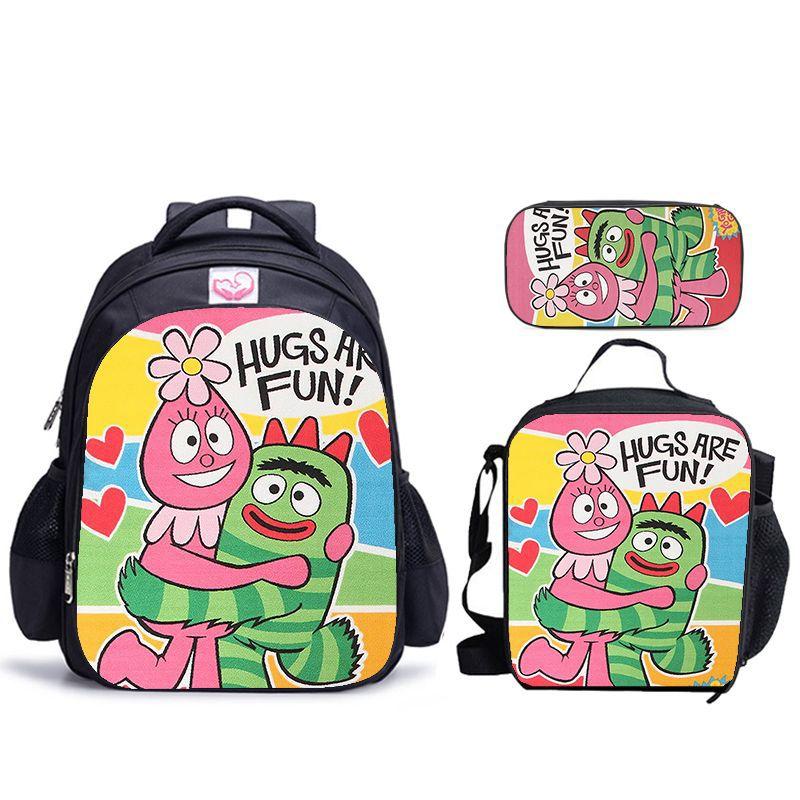 Школьный набор с принтом Yogabbagabba Yo Gabba Gabbalan Рюкзак Сумка для еды Пенал Набор из 3 предметов