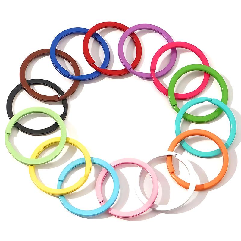 5/10Pcs Metal Colorful Keyring Keychain Split Ring 25/30mm Round Flat Line Key Ring for DIY Handmade Jewelry Making Accessories