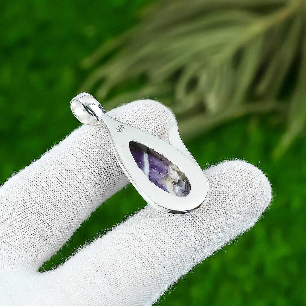 Свадебный подарок для нее Подвеска из серебра 925 пробы с натуральным аметистом шеврон