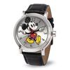 Disney W001868 Mickey Mouse Silver-Tone Watch with Black Band for Men
