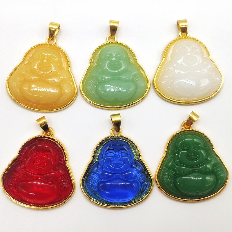 Позолоченное нефритовое ожерелье с подвеской Pixiu & Guanyin Buddha