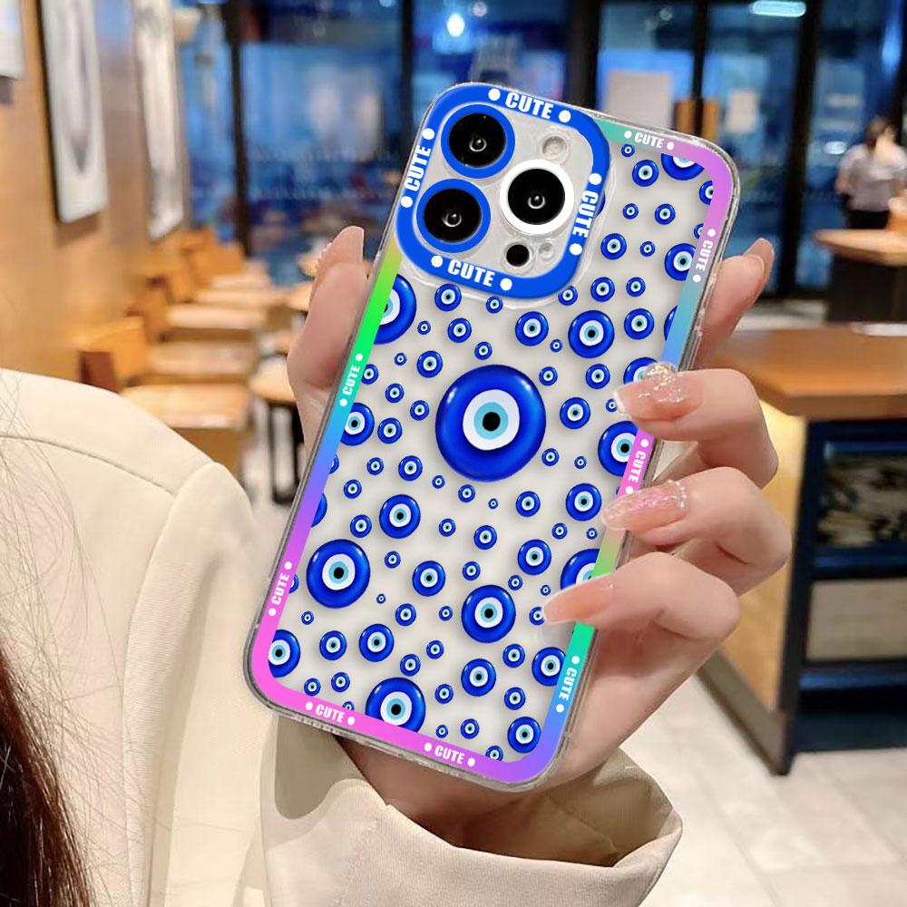 Чехол для телефона «Синий Глаз Удачи» и «Сглаз» для IPhone 17 16e 16 15 14 13 12 11 Air Pro Max X XR XSMax 7 8 Plus, прозрачный мягкий задний чехол