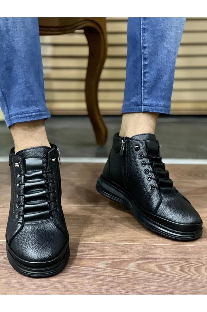 Men's Fashion Faux Leather Flat Heeled Booties Bootie M Winter Lace Up Zippered Boots Shoes