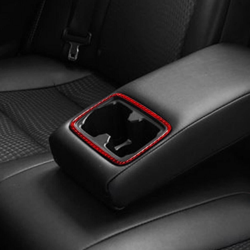 Red Carbon Fiber Interior Rear Watercup Panel Cover Trim For Toyota Camry 12-14