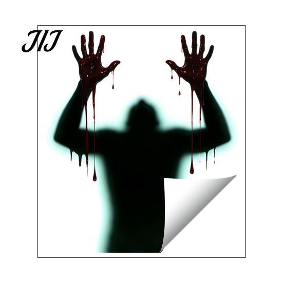 Reusable Window Murals Halloween Blood Hand Zombie Silhouette Static Cling, Scary Ghost Shadow Clings Glass Decal, PVC Sticker for Home Party