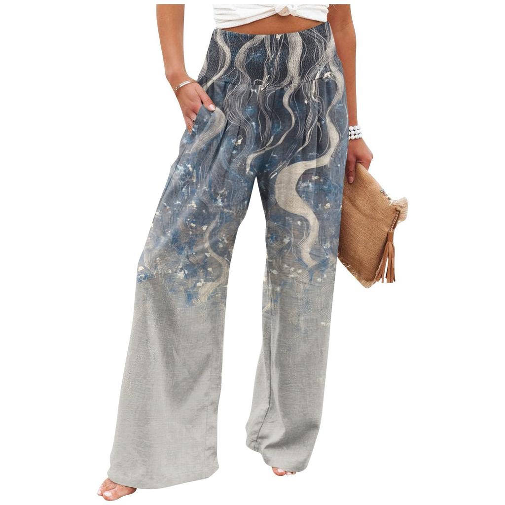 Women's Casual Pants Loose Soft Solid Color  Wide Leg Long Pants High Waist Straight Leg Pants