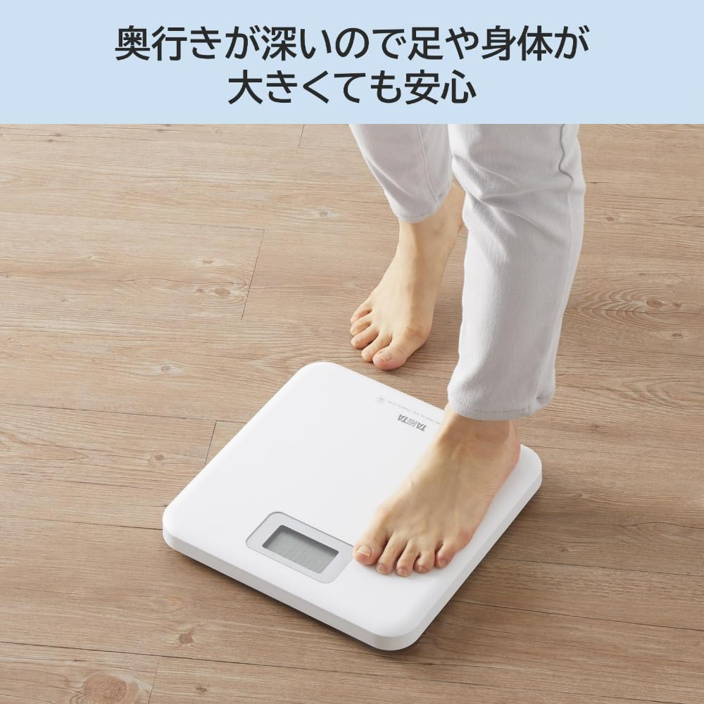 TANITA Digital Health Scale, Simple and Compact, Just Step on to Switch It On, White, HD-671-WH