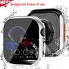 Закаленное стекло+чехол для Apple Watch Series 9 8 7 44 мм 40 мм 38 мм ПК бампер+защитная пленка для экрана IWatch 10 6 5 4 3 SE 41 мм 45 мм