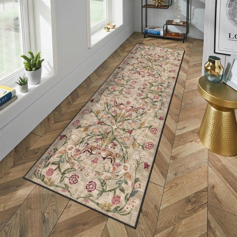 Бохо Шик Турецкий Традиционный Цветочный Ковер Моющийся Нескользящий Большой Потертый Ковер для Декора Гостиной Спальни