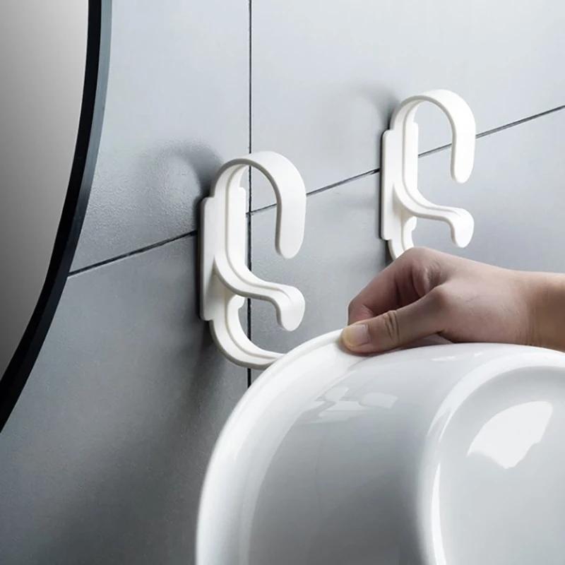 Двухслойный настенный крючок для умывальника, клейкая стойка для хранения умывальника, экономит место дома, универсальный крючок для хранения