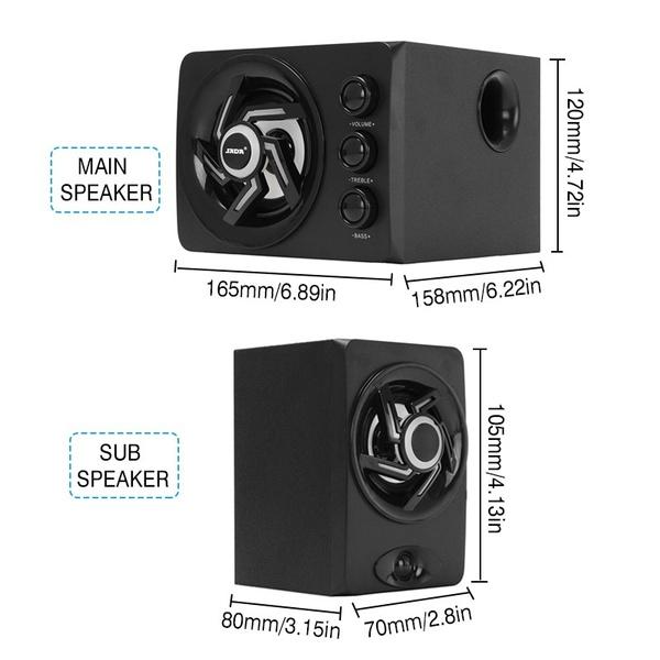 SADA Multimedia 2.1 Desktop Computer Speaker LED Light Heavy Bass Subwoofer Home Bluetooth Speaker USB Power Supply for PC Laptop Cellphone