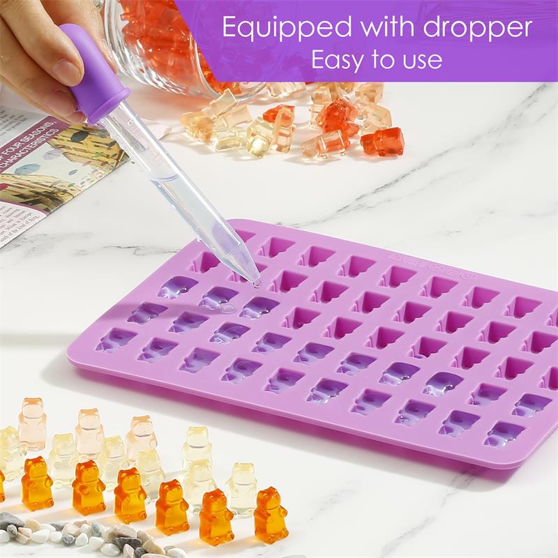 Силиконовая форма для мармеладного мишки мини-размера, антипригарная форма для шоколадных конфет для детей с 2 ​​капельницами, упаковка