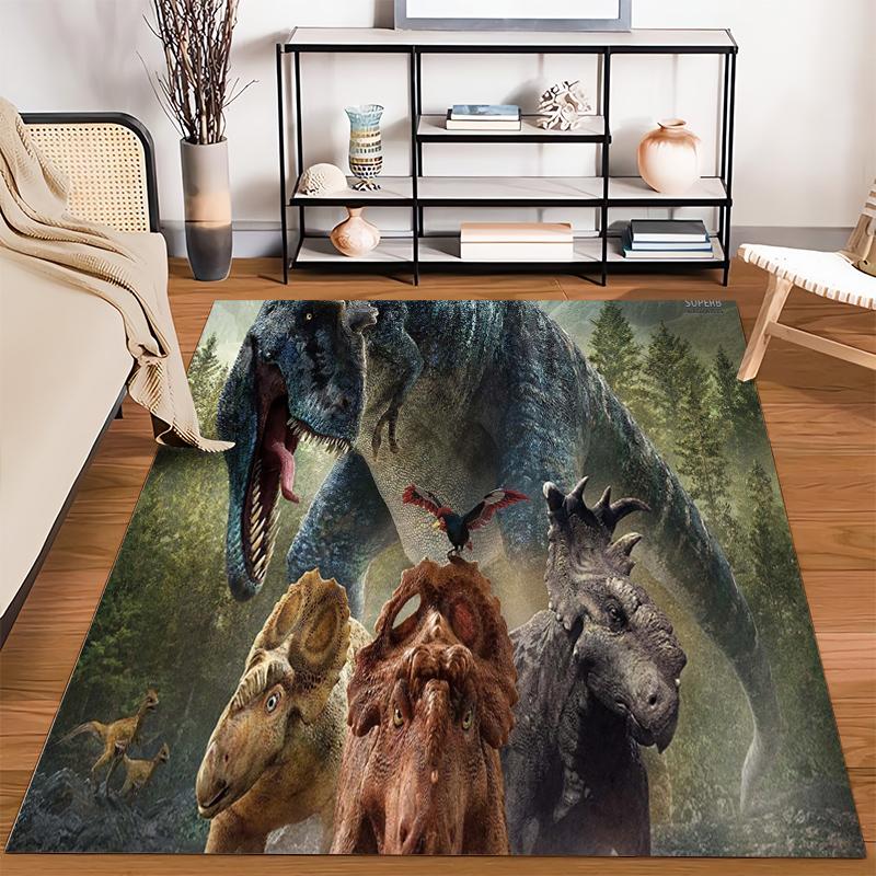 Dinosaurs and Prehistoric Creatures Forest Background Jurassic Style Carpet Design Suitable for use as an anti-slip1 for1room and bedroom sofas