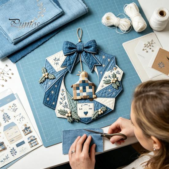 Креативные DIY Проекты для Домашнего Декора Пэчворк Венок Набор для Творчества, Рождественские Сезонные Выкройки для Шитья, Наборы для Ручной Стежки для Взрослых Фермерский Стиль