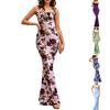 Women's Summer Floral Bodycon Maxi Dress Spaghetti Strap Sleeveless Boho Long Dresses