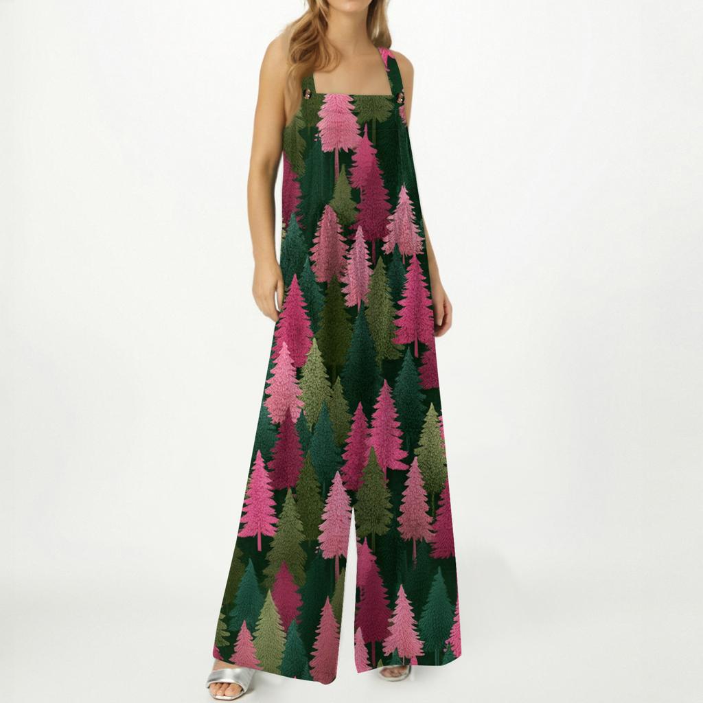 Женский комбинезон с принтом, повседневный свободный комбинезон