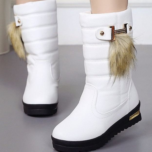 Женские зимние ботинки, новые замшевые кожаные водонепроницаемые женские зимние ботинки с толстой подошвой, теплые ботинки средней длины