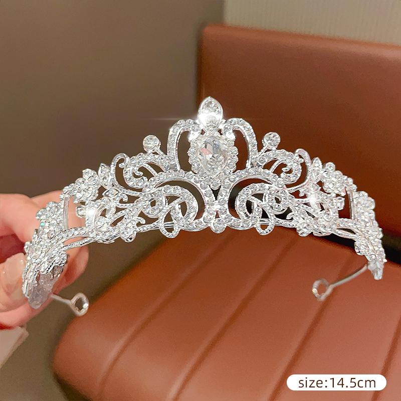 DIEZI Женская Серебристая Корона Головной Убор Корейская Хрустальная Диадема Модная Корона со Стразами для Дня Рождения Аксессуары для Волос