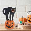 Хэллоуин Украшение Статуэтка Черного Кота Тыквы Смола Коллекционные Фигурки Хэллоуина для Газона Патио Домашний Настольный Декор