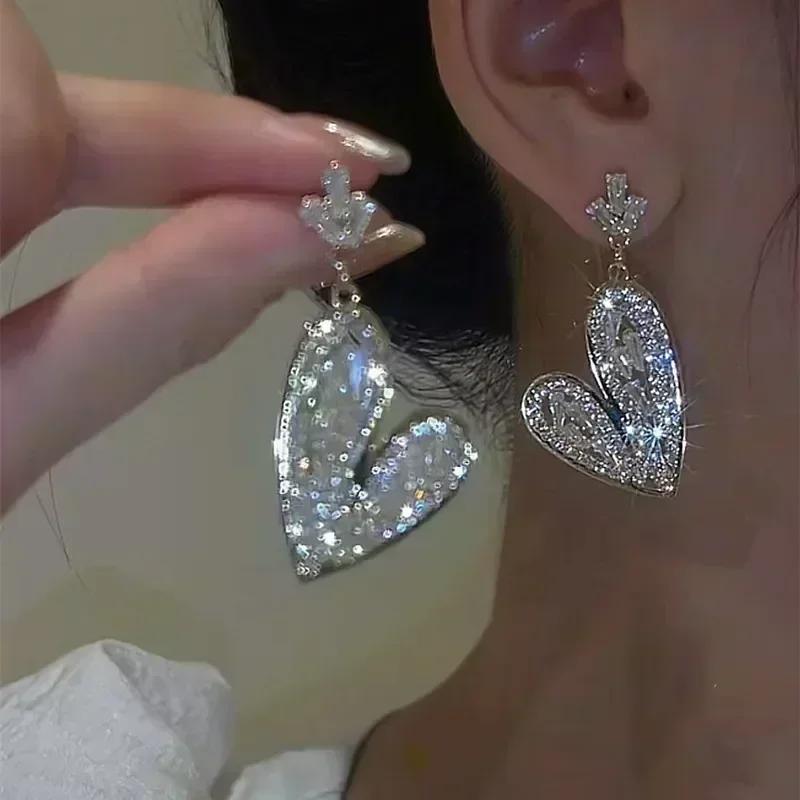 New Geometric Rhombus Luxury Opal Earrings Women's Fashionable Personalized Daily Accessories Party Zircon Birthday Gifts