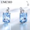 Umcho Luxury 8.0ct Sky Blue Topaz Gemstone Jewelry Clip On Earrings Anniversary Birthday Valentine's Day Jewelry Gifts for Women Wife Her Girls
