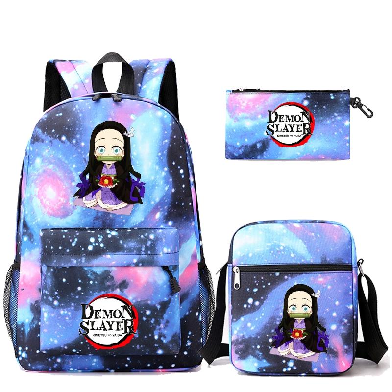 3 шт./компл. рюкзак «Убийца Демонов» в стиле аниме с сумкой на плечо, пенал для мальчиков и девочек, школьная сумка для книг, мужская и женская дорожная сумка