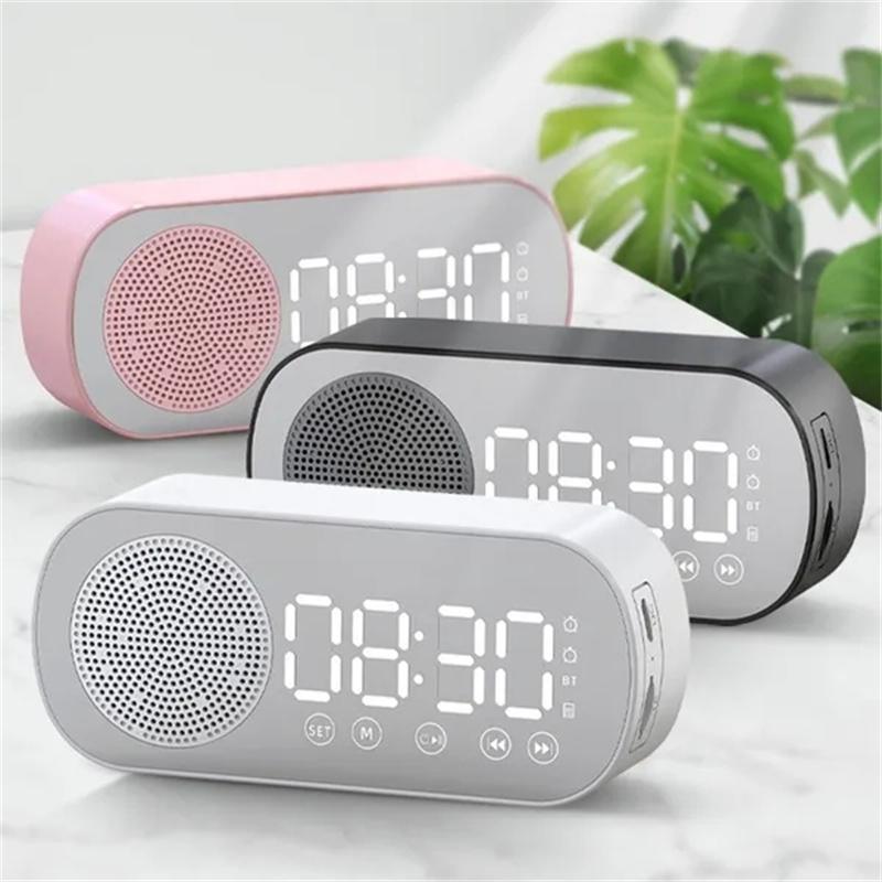 Новые настольные часы с динамиком, Bluetooth-динамик, FM-радио, будильник, Hi-Fi звук, HD, зеркальный экран, поддержка TF-карты для спальни