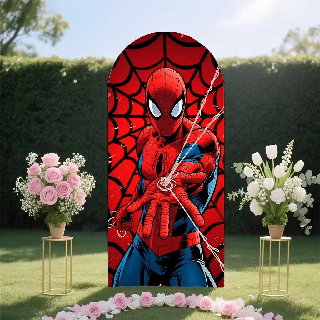 BEPAN Spiderman theme arched background customizable children's birthday party decoration background baby shower props stretch fabric