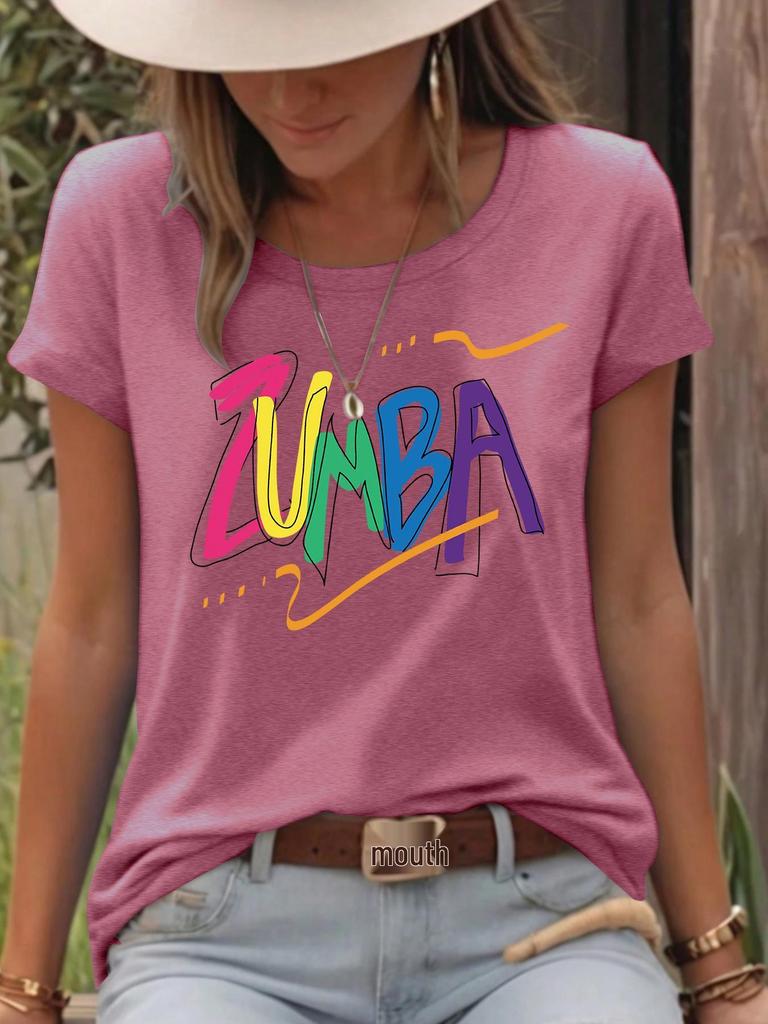 Женская красочная футболка свободного кроя с коротким рукавом и принтом ZUMB