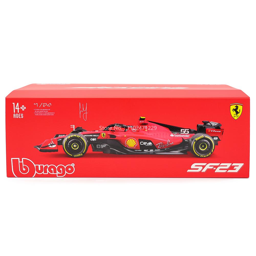ABAJ1 Bburago 1:24 модели F1 разного стиля 2022~2025 Ferrari SF23 №16 Леклер №55 Сайнц Симуляция Модель автомобиля из сплава Изделия Декор