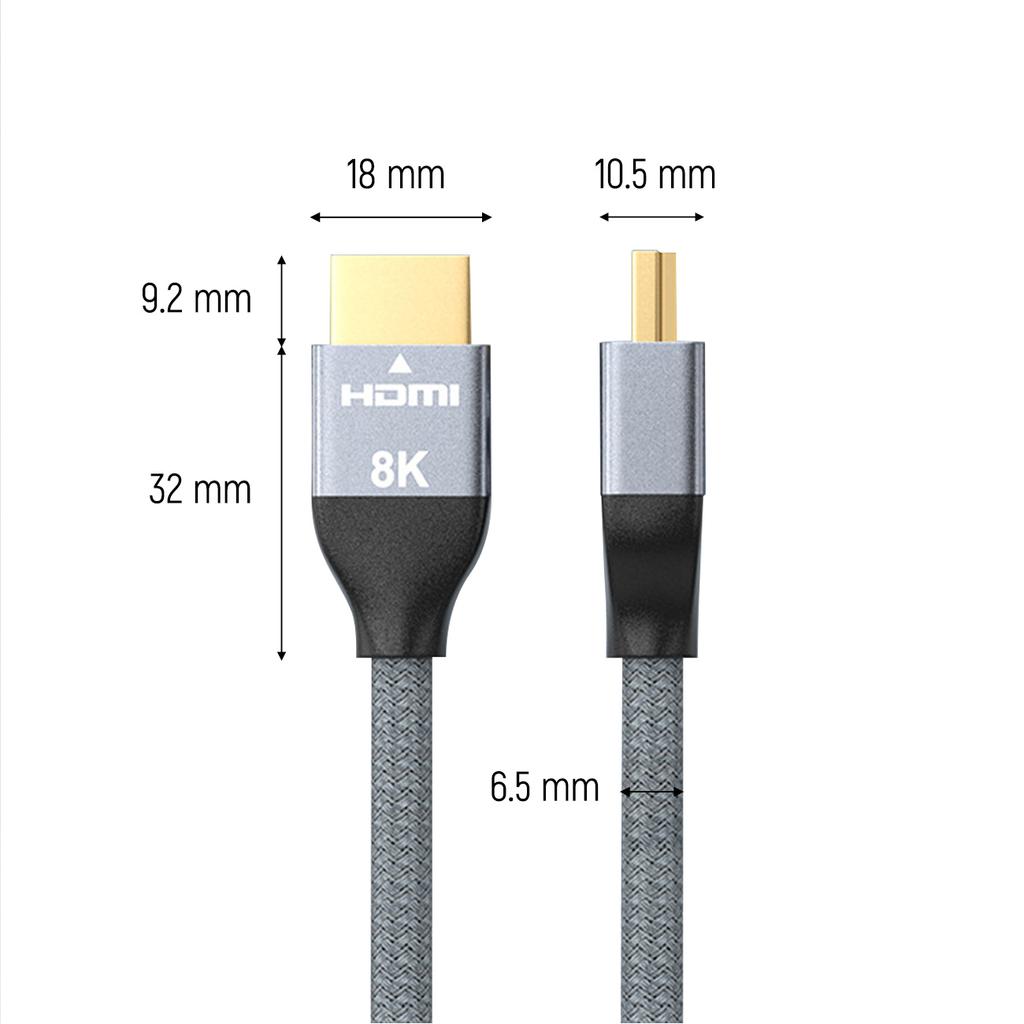 Wozinsky HDMI 2.1 Cable 8K@60Hz/4K@120Hz/2K@144Hz, 48Gbps, 2m, Silver (WHDMI-20 Model)