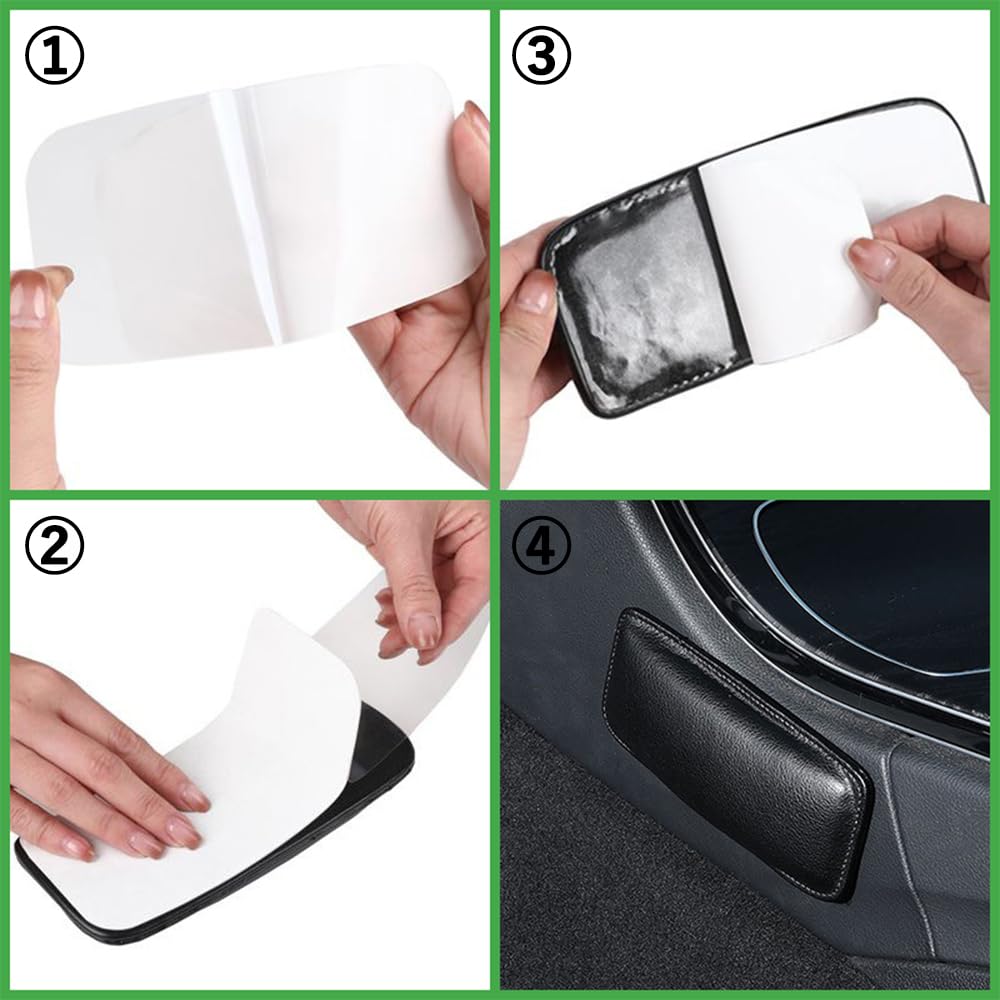 Harukita Car Armrest Car Leg Protection Fatigue Elbow Knee Soft and Comfortable PU Car Universal Set of Black Cushions, Pads, Non-Slip, Relief,