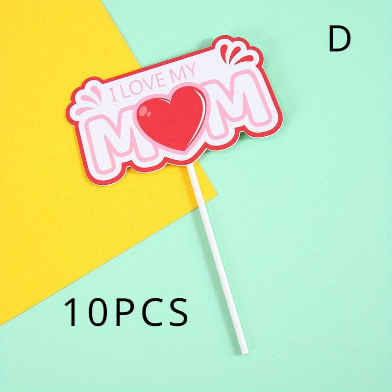 10 шт. Табличка для торта на День матери, Подставка, Табличка-вставка для торта, десерта, Табличка в форме сердца, Подставка для украшения ко Дню матери